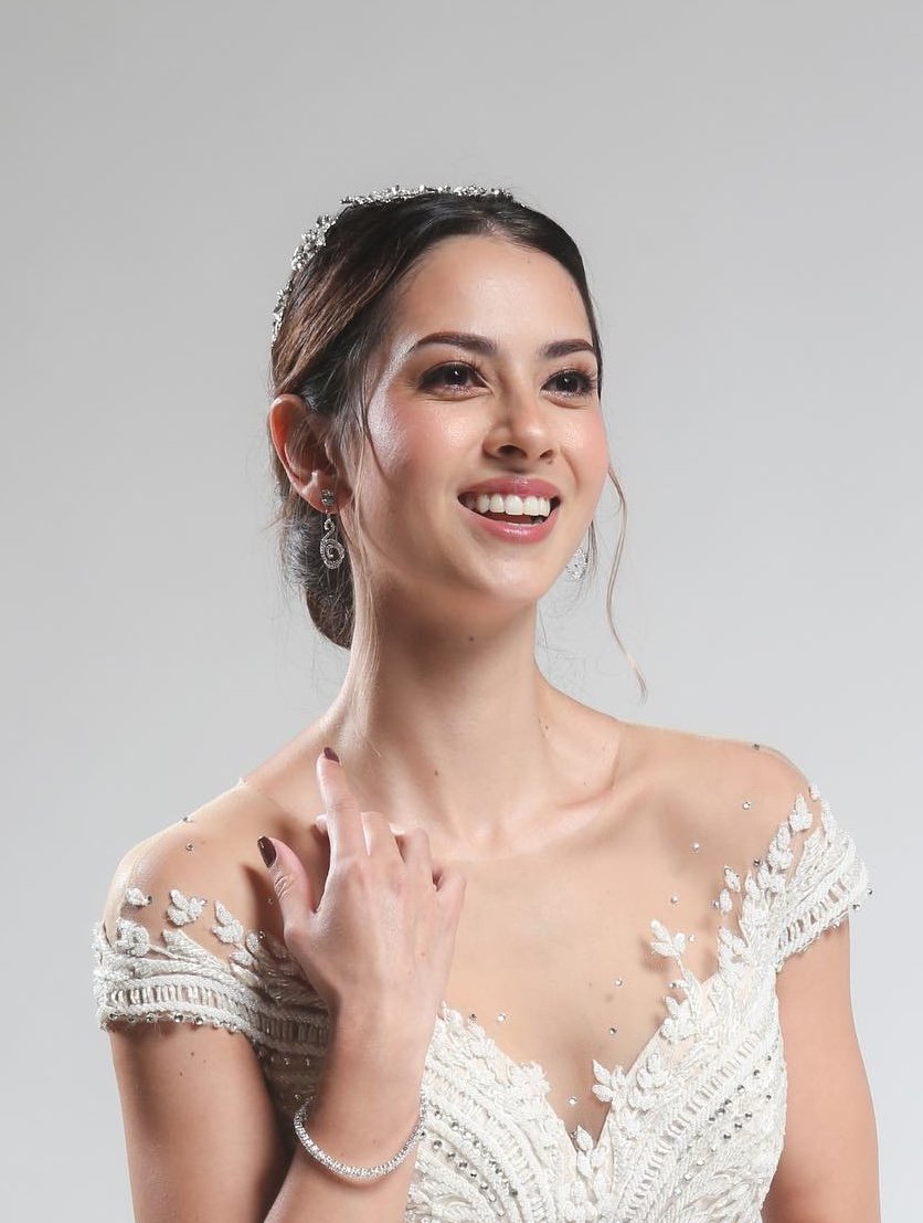 Bridal makeup look with a bold lip.